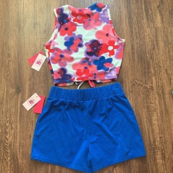Juicy Couture Terry Towel Ruched Top & Shorts Set Size Medium New - Picture 2 of 12